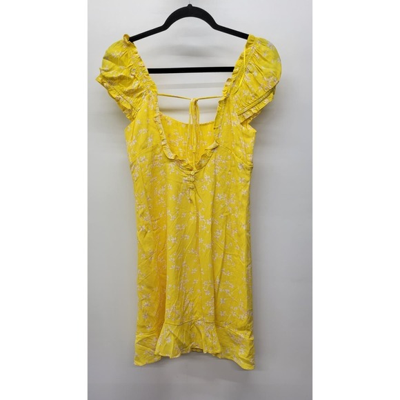 Sophie Rue Yellow Floral Ruffle Summer Mini Dress - Picture 3 of 7